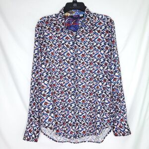 Robert Graham Men's Geometric Print Classic Fit Long Sleeve Button Down Shirt M.